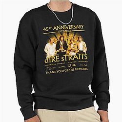 45th Anniversary 1977-2022 Dire Straits Signature Thank You For The Memories Pullover Sweatshirt