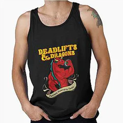 Workout Gain Funny quote Deadlifts Dragons DnD Dungeons Tank Top