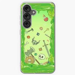 GELATINOUS CUBE: Green Dnd Monster, Dice, Skull, Loot, Axe and Sword Samsung Galaxy Soft Case