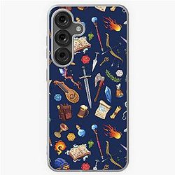 GEEKY TABLETOP RPG PATTERN, D&D FANTASY WEAPONS FOR ROLEPLAYING GAMERS SAMSUNG GALAXY SOFT CASE