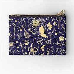DND RPG pattern: dungeons & dragons doodles, Celestial night sky and stars constellations Zipper Pouch