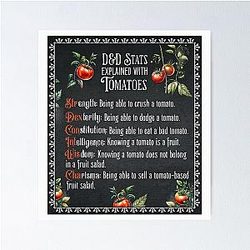 D&D Stats explained with str, dex, con. Funny Cooking dnd poster for chef or cook