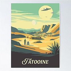 Tatooine Inspired Retro Sci-Fi Movie Poster & Wall Art Print Fantasy DnD Roleplaying Game Decor Gift Idea Poster