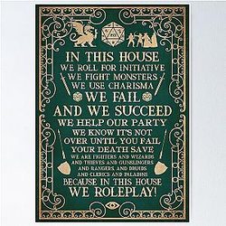 DnD In This House We Roll For Initiative We Roleplay Vintage Poster