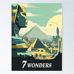 7 Wonders Poster Inspired by 7 Wonders Retro Board Game Wall Art Print Fantasy Board Game Home Decor Gift Idea