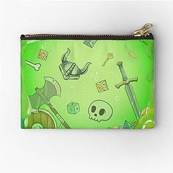 GELATINOUS CUBE: Green dnd monster, monster, loot, axe and sword Zipper Pouch
