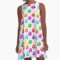 DND Dice Seamless Pattern – D20 PNG Print for TTRPG Dungeons and Game Art A-Line Dress