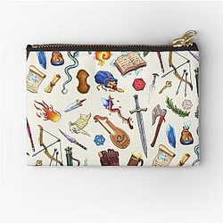 Dungeons and Dragons Pattern Fantasy weapons and magic spells for Role Playing Adventurers Zipper Pouch