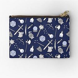 Dungeons and Dragon Fantasy Items Blue Pattern for D D fans Zipper Pouch