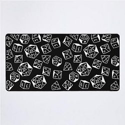 D&D Dice Pattern Black with White for Dungeons Dragons or Pathfinder Desk Mat