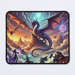 Epic Dragon Battle on a Crystal Mountain Dungeons and Dragons Art Mouse Pad