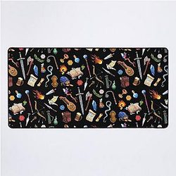 Dungeons and Dragons Gear Pattern, Fantasy weapons, magic and spells for Role Playing Adventurers. Desk Mat
