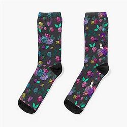 Dungeons and Dragons Dice Pattern on Gray Socks
