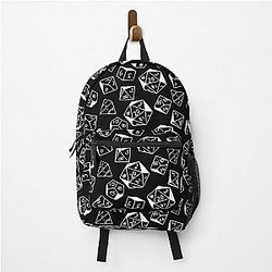 D&D Dice Pattern Black with White for Dungeons Dragons or Pathfinder Backpack