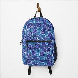 Magical Dice Pattern, Blue VR - Dungeons and Dragons Tabletop RPG Gamers Fantasy D20 Black Red Backpack