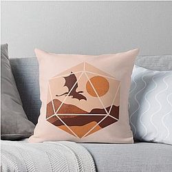 DND DICE for Dungeons and Dragons roleplayers Throw Pillow with desert and boho vibes