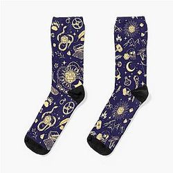 DND RPG pattern seamless: dungeons and dragons, Celestial night sky and stars, Socks