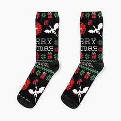DND Christmas, Merry Christmas Dungeons and Dragons Christmas Ugly Sweater Socks