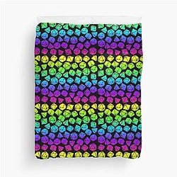 Dungeons and Dragons Dice Pattern Neon Rainbow Gradient Duvet Cover