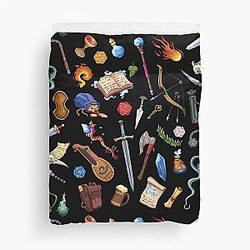Dungeons and Dragons Gear Pattern, Fantasy Weapons, Swords and Magic Spells for Role-Playing Adventurers.