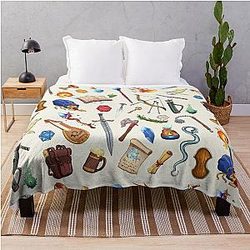 Dungeons and Fantasy weapons, Swords, Magic and Role Playing Throw Blanket