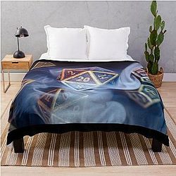 Dungeons and Dragons Smoky Metal Dice Set Throw Blanket