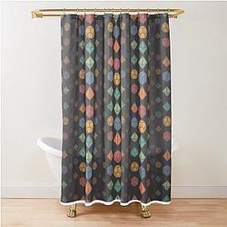 Dungeons and Dragons Dice Black Shower Curtain