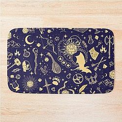 DND RPG Pattern: Dungeons and Dragons Celestial Night Sky and Stars Bath Mat