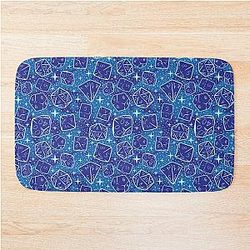 Magical Dice Pattern, Blue Dungeons and Dragons Tabletop RPG Gamer Fantasy D20 Bath Mat