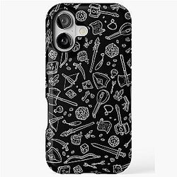 Dungeons and Pattern White on Black iPhone Case