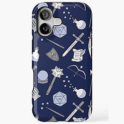 Dungeons and Dragons Fantasy Items Blue Pattern for D&D Fans iPhone Tough Case