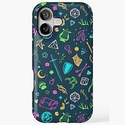 DND RPG pattern seamless: Dungeons and Dragons D20 Dice medieval gear iPhone case.
