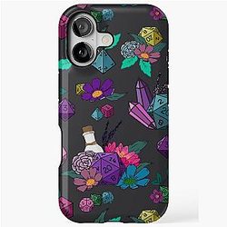 Dungeons and Dragons dice pattern on gray iPhone case