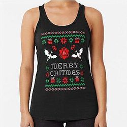 Dungeons and Dragons Christmas Ugly Sweater Racerback Tank Top