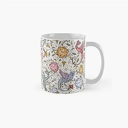 VINTAGE MEDIEVAL DRAGON, D20 DICE, CLASSIC MUG BLUE YELLOW PINK