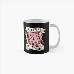 SLEEPING WITH THE DUNGEON MASTER: Cute D20 Dnd dice with flowers and sword Classic Mug