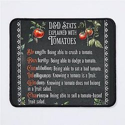D&D Stats explained with Tomatoes: str dex con. Funny Cooking DnD Gift for Chef or Cook Mousepad