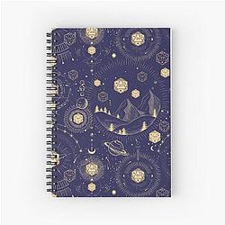 DND Celestial Dice, D20 Stars Constellation Pattern Night Sky Spiral Notebook