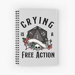 DND RPG Funny Critical failure: Crying is a free action, Natural 20 D20 dice Spiral Notebook