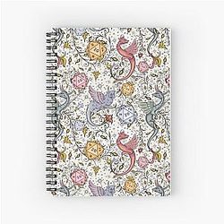 Vintage Medieval Dragon D20 Dice Dnd Pattern Floral Notebook