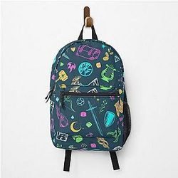 DND RPG pattern: dungeons dragons doodles, d20 Dice and medieval gear Backpack