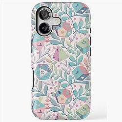 DND DICE RPG PATTERN D20 Set, Floral and Nature Cottagecore Pastel Flowers for Druid iPhone Tough Case