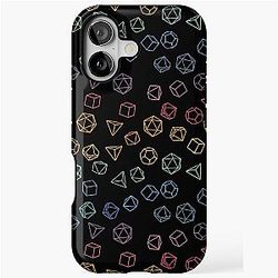 DnD Dice Rainbow on Black Pattern iPhone Case