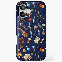 GEEKY Tabletop RPG Pattern, Dnd Fantasy weapons, for Roleplaying Gamers, iPhone Tough Case
