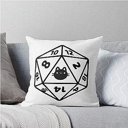 Cat D20 DnD Throw Pillow