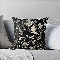 DND RPG pattern: dungeons dragons, d20, medieval sword, axe, loot for d&d adventurers throw pillow