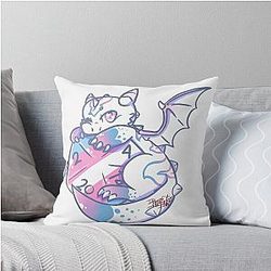 DnD Trans Pride Baby Dragon Throw Pillow