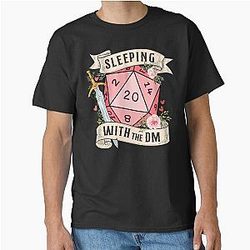 SLEEPING WITH THE DUNGEON MASTER: Cute dnd dice with flowers and sword Classic T-Shirt