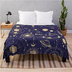 DND Celestial Dice, Stars Constellation Pattern Night Sky Throw Blanket