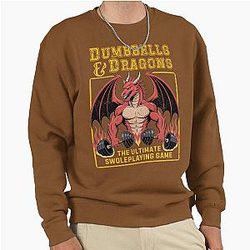 Funny TTRPG DND Workout: Dumbbells and Dragons Pullover Sweatshirt